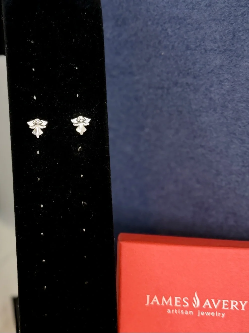 JAMES AVERY Sterling Silver Guardian Angel Flying Stud Earrings w/Box; RETIRED